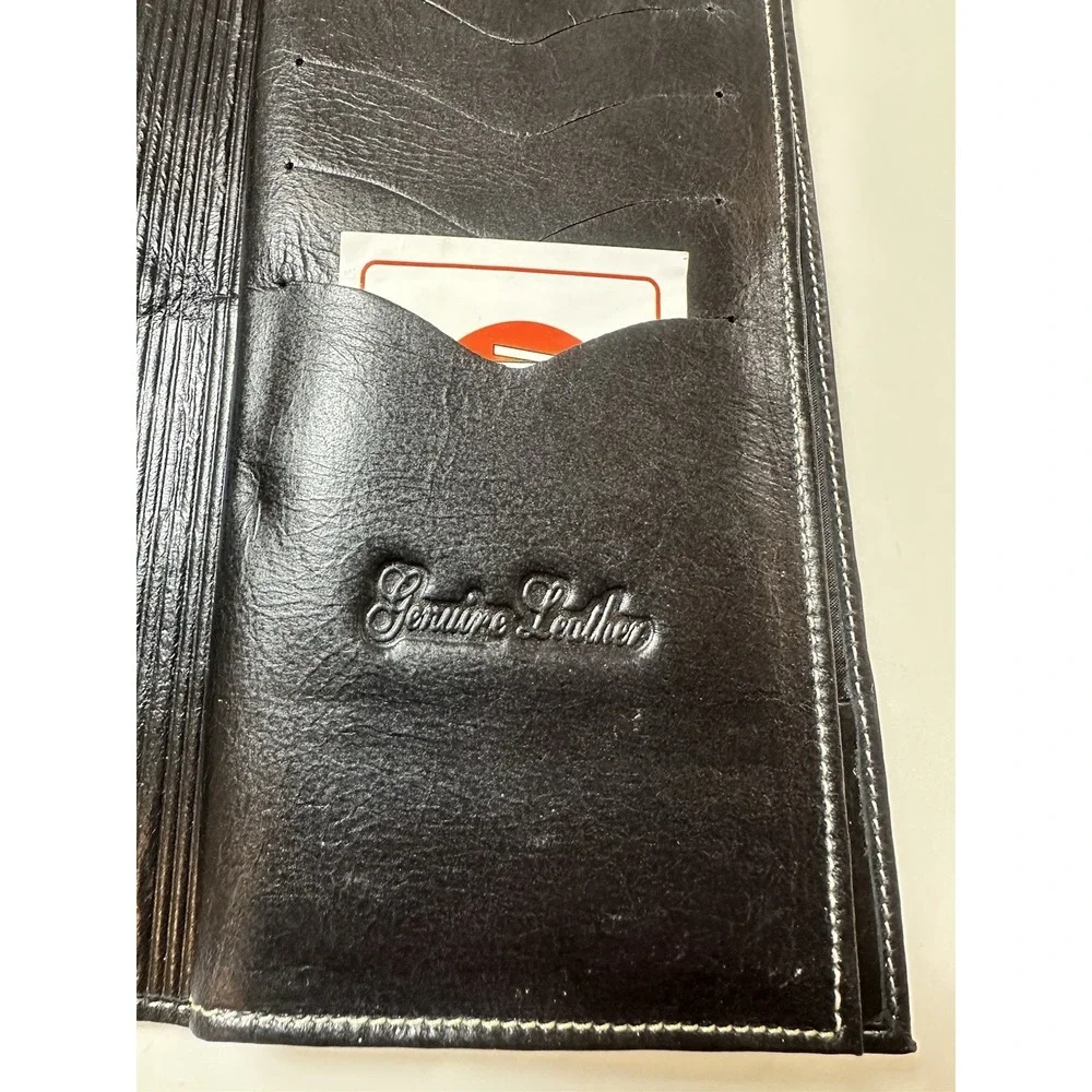 NEW Black Vintage Genuine Leather Wallet/organiser  Size-9x4x0.5 in